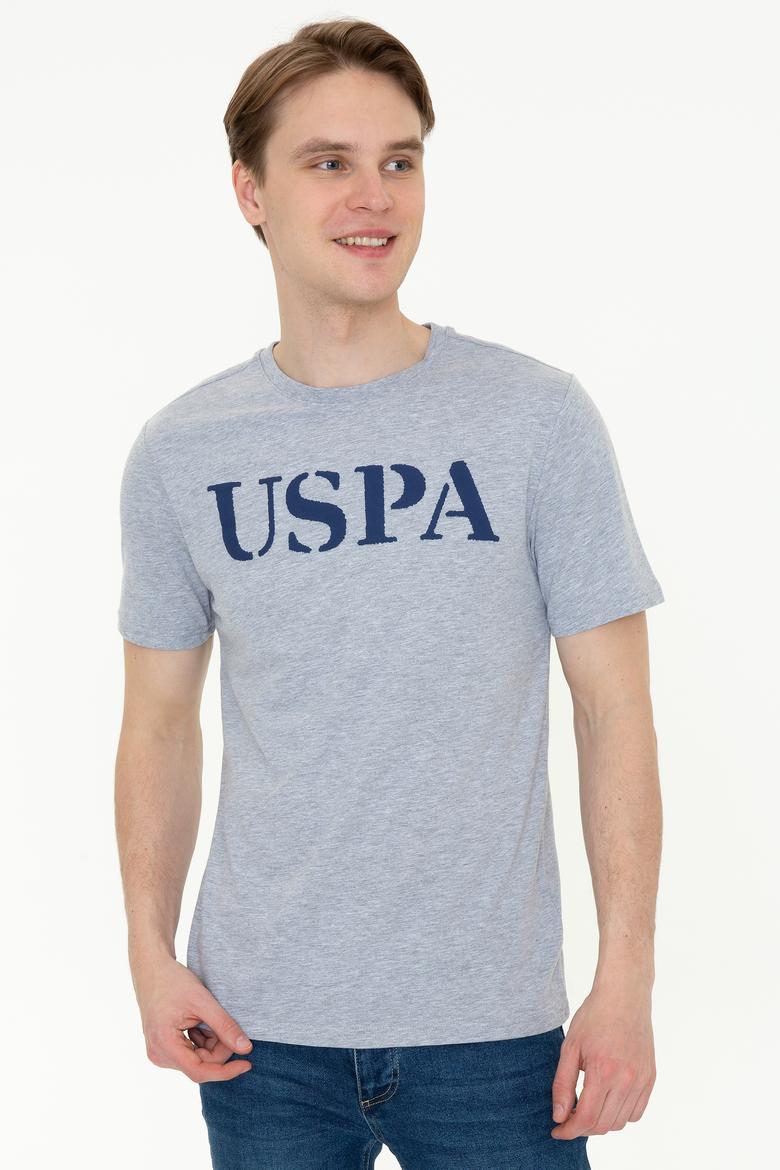 Erkek Gri Melanj Basic Bisiklet Yaka Tişört