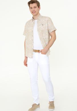 Erkek Beyaz Kanvas Pantolon - 50246109049