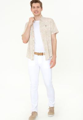 Erkek Beyaz Kanvas Pantolon - 50246109049