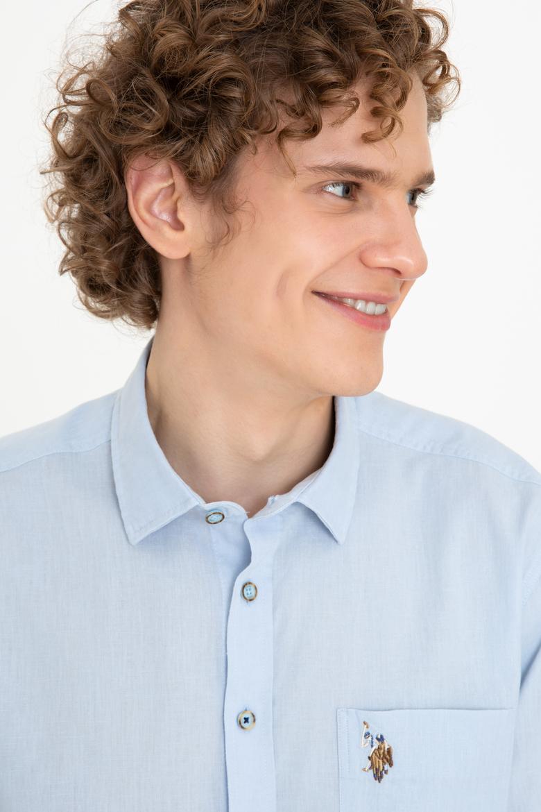 Erkek Açık Mavi Kısa Kollu Gömlek - 50249523007