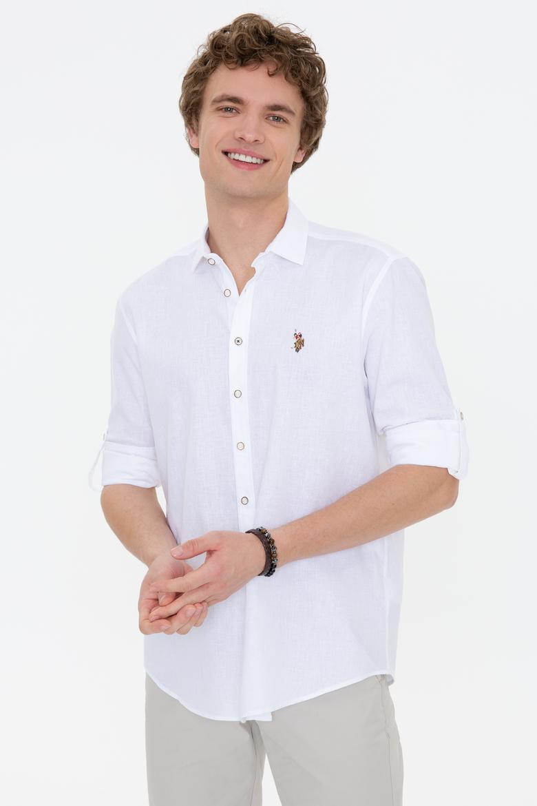 Erkek Beyaz Uzun Kollu Basic Gömlek - 50246466019