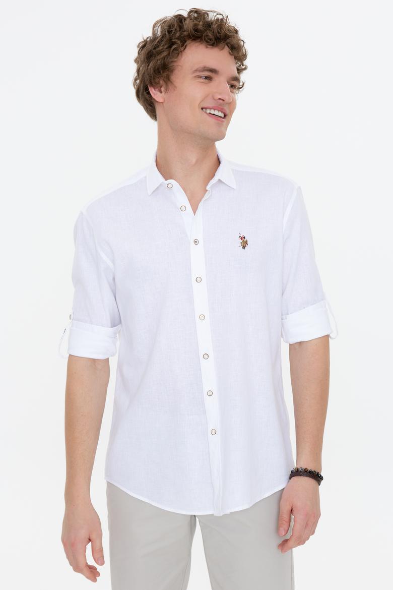 Erkek Beyaz Uzun Kollu Basic Gömlek