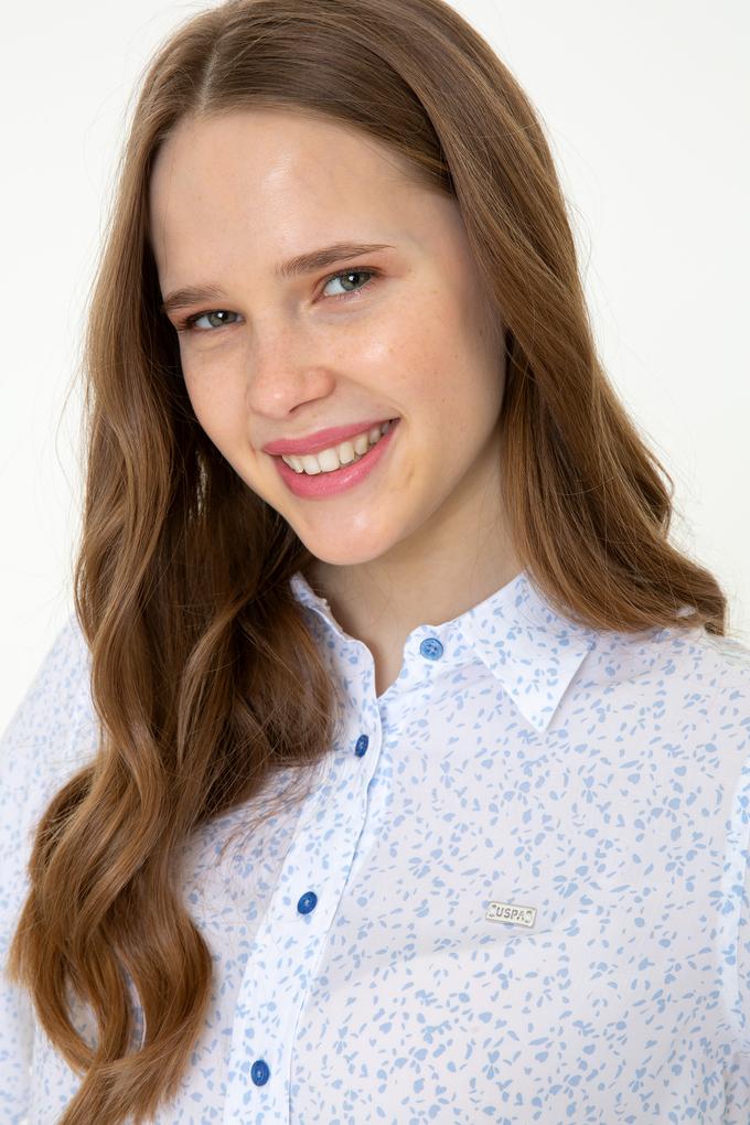 Kadın Mavi Uzun Kollu Gömlek