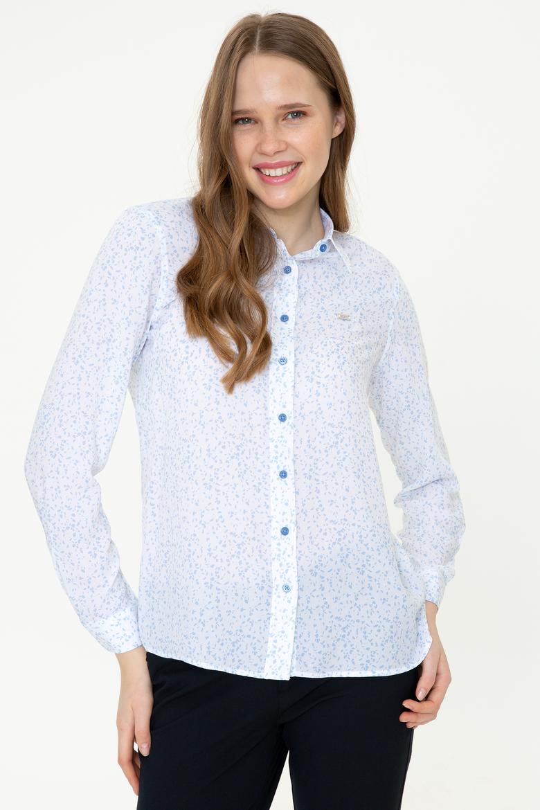 Kadın Mavi Uzun Kollu Gömlek - 50247291028
