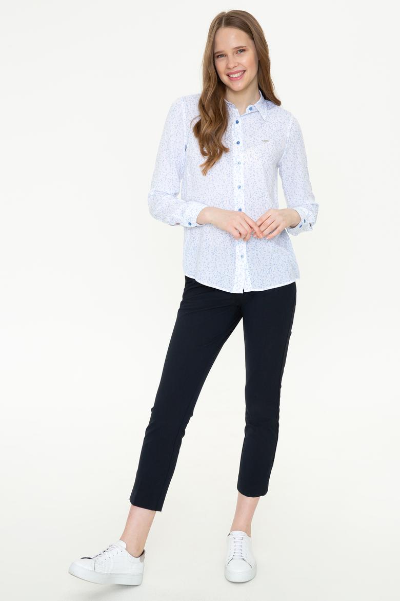 Kadın Mavi Uzun Kollu Gömlek - 50247291028