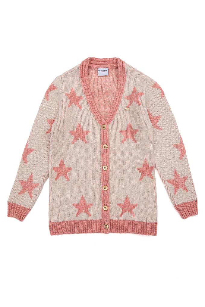 Kız Çocuk Krem Melanj Triko Hırka