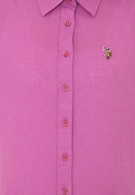 Kadın Menekşe Keten Görünümlü Uzun Kollu Basic Gömlek - 50246464124