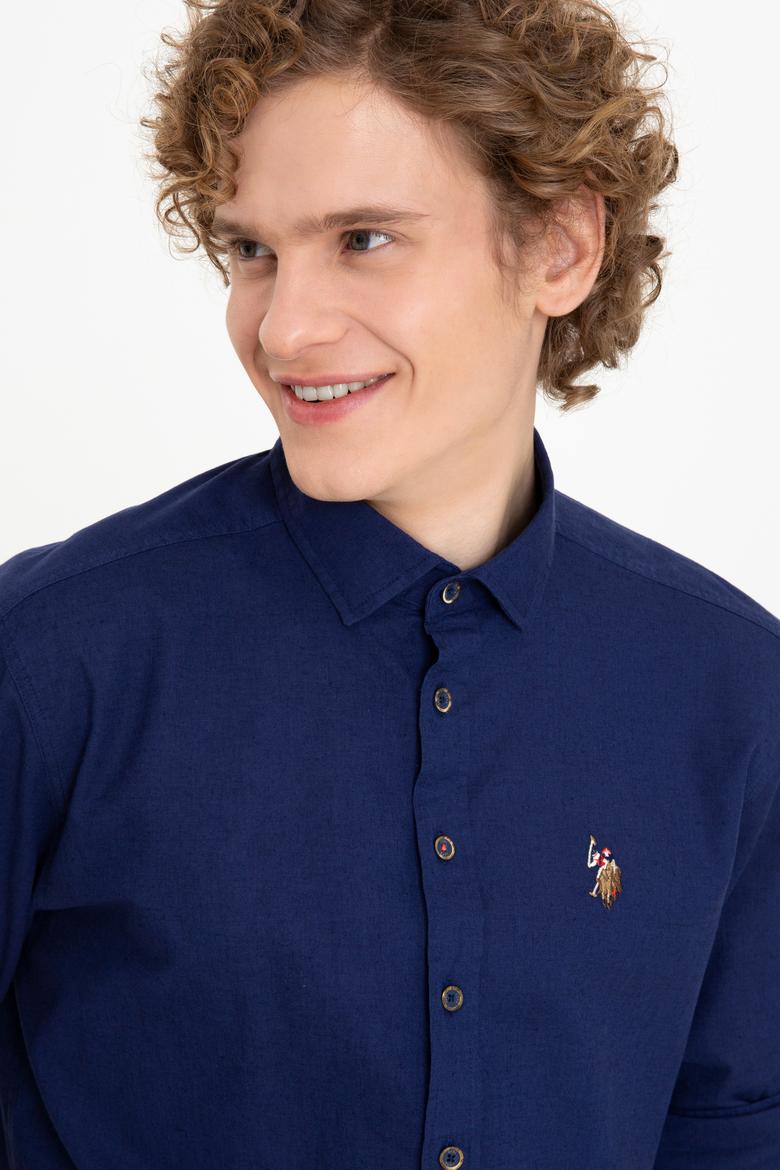 Erkek Lacivert Uzun Kollu Basic Gömlek - 50246466038