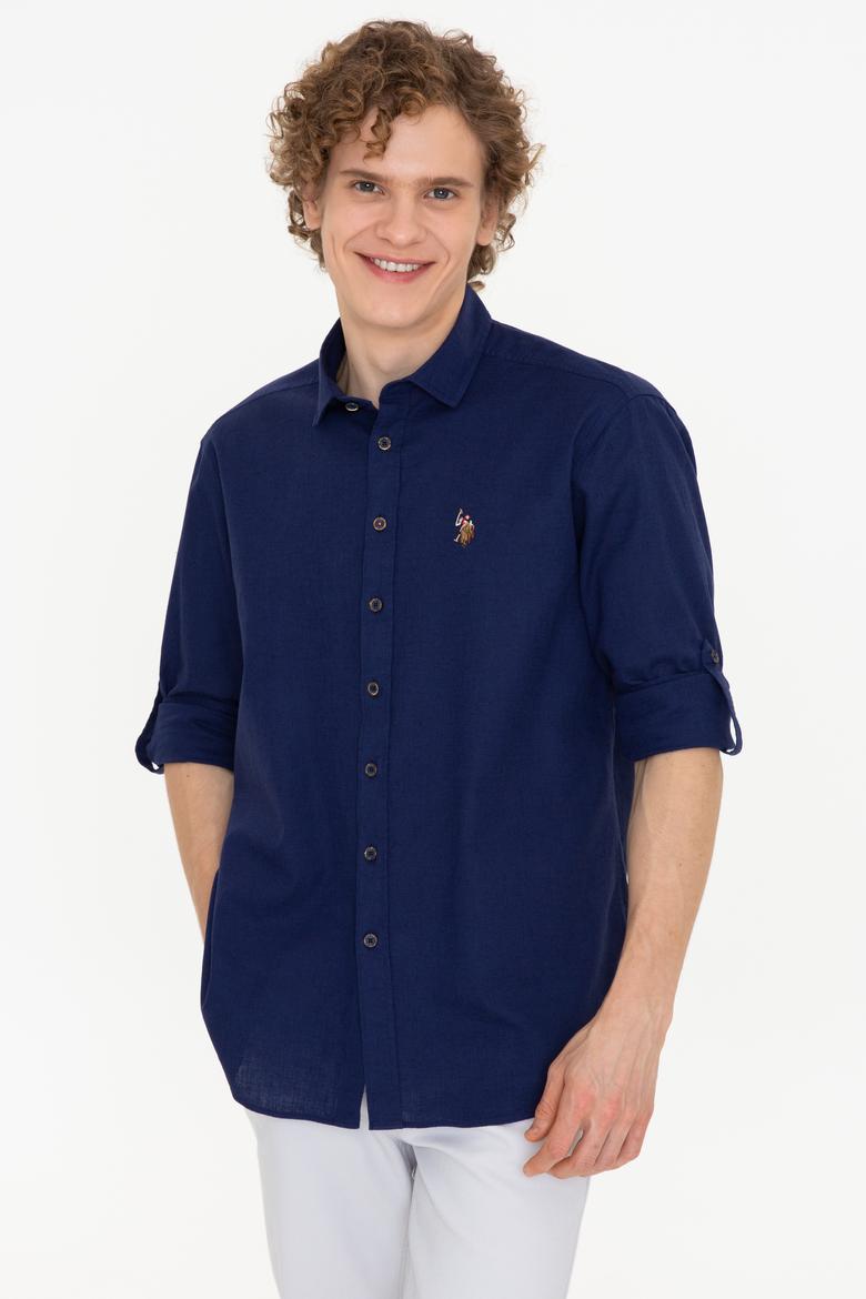 Erkek Lacivert Uzun Kollu Basic Gömlek - 50246466038