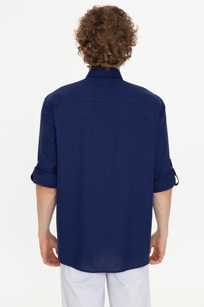 Erkek Lacivert Uzun Kollu Basic Gömlek - 50246466038