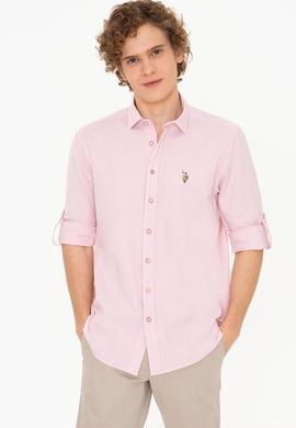 Erkek Pudra Uzun Kollu Basic Gömlek - 50246466056