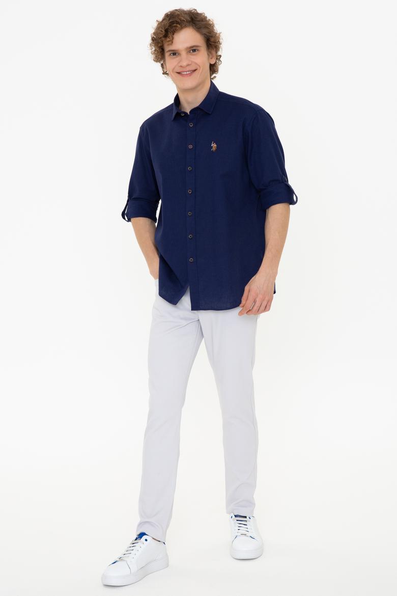 Erkek Lacivert Uzun Kollu Basic Gömlek - 50246466038