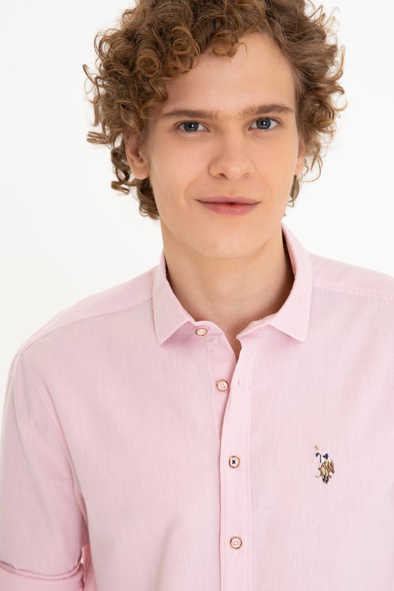 Erkek Pudra Uzun Kollu Basic Gömlek - 50246466056