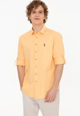 Erkek Turuncu Uzun Kollu Basic Gömlek - 50246466087