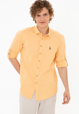 Erkek Turuncu Uzun Kollu Basic Gömlek - 50246466087