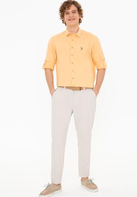 Erkek Turuncu Uzun Kollu Basic Gömlek - 50246466087