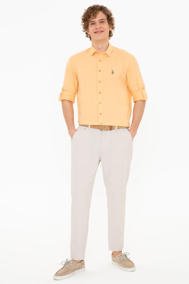 Erkek Turuncu Uzun Kollu Basic Gömlek - 50246466087