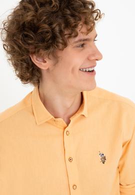 Erkek Turuncu Uzun Kollu Basic Gömlek - 50246466087