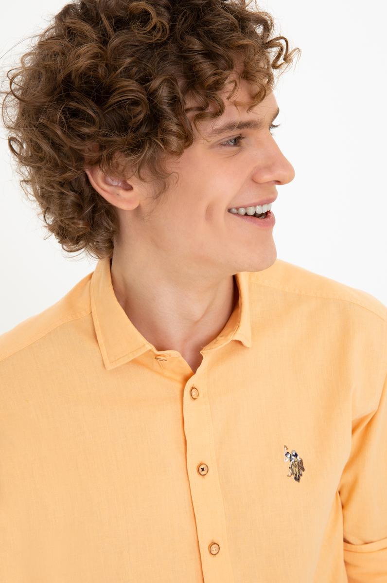 Erkek Turuncu Uzun Kollu Basic Gömlek