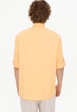 Erkek Turuncu Uzun Kollu Basic Gömlek - 50246466087