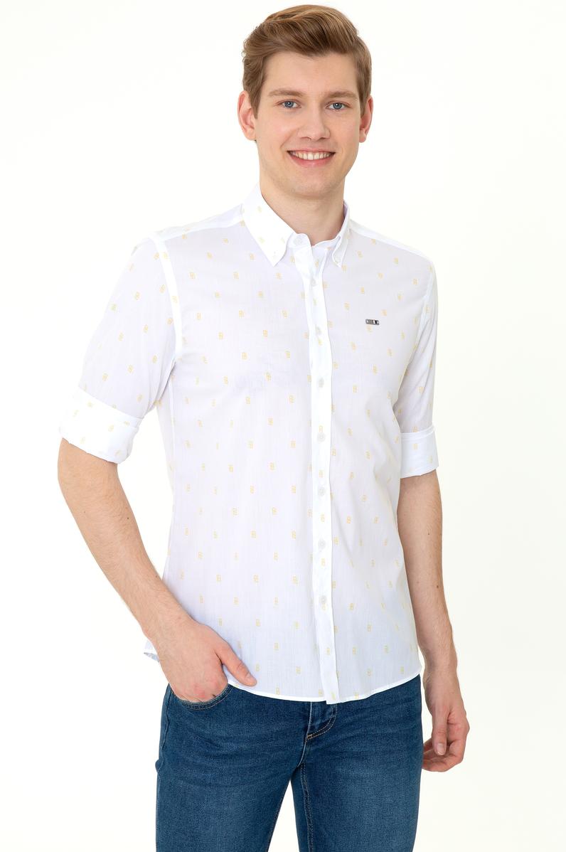 Erkek Safran Uzun Kollu Gömlek