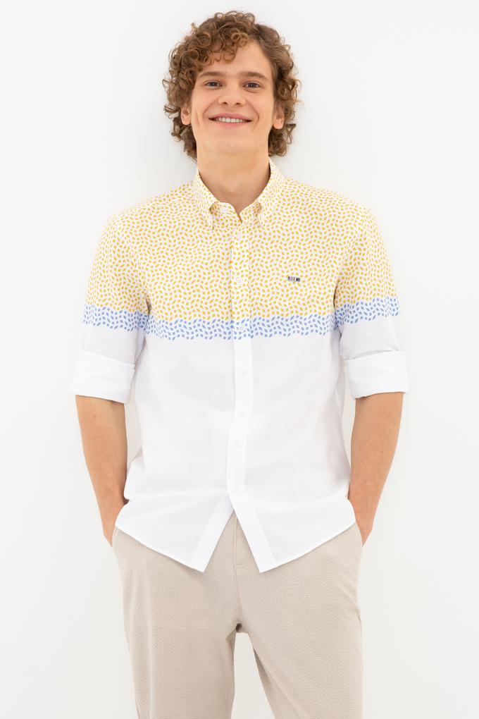 Erkek Safran Uzun Kollu Gömlek