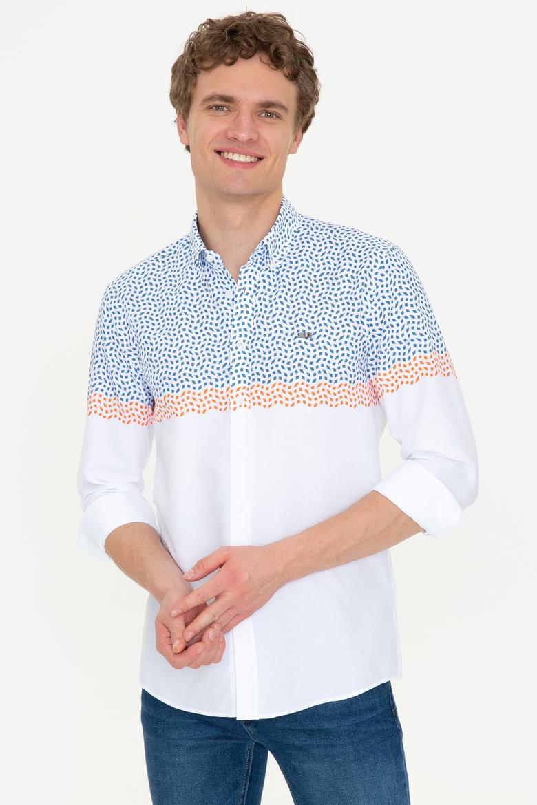 Erkek Petrol Uzun Kollu Gömlek