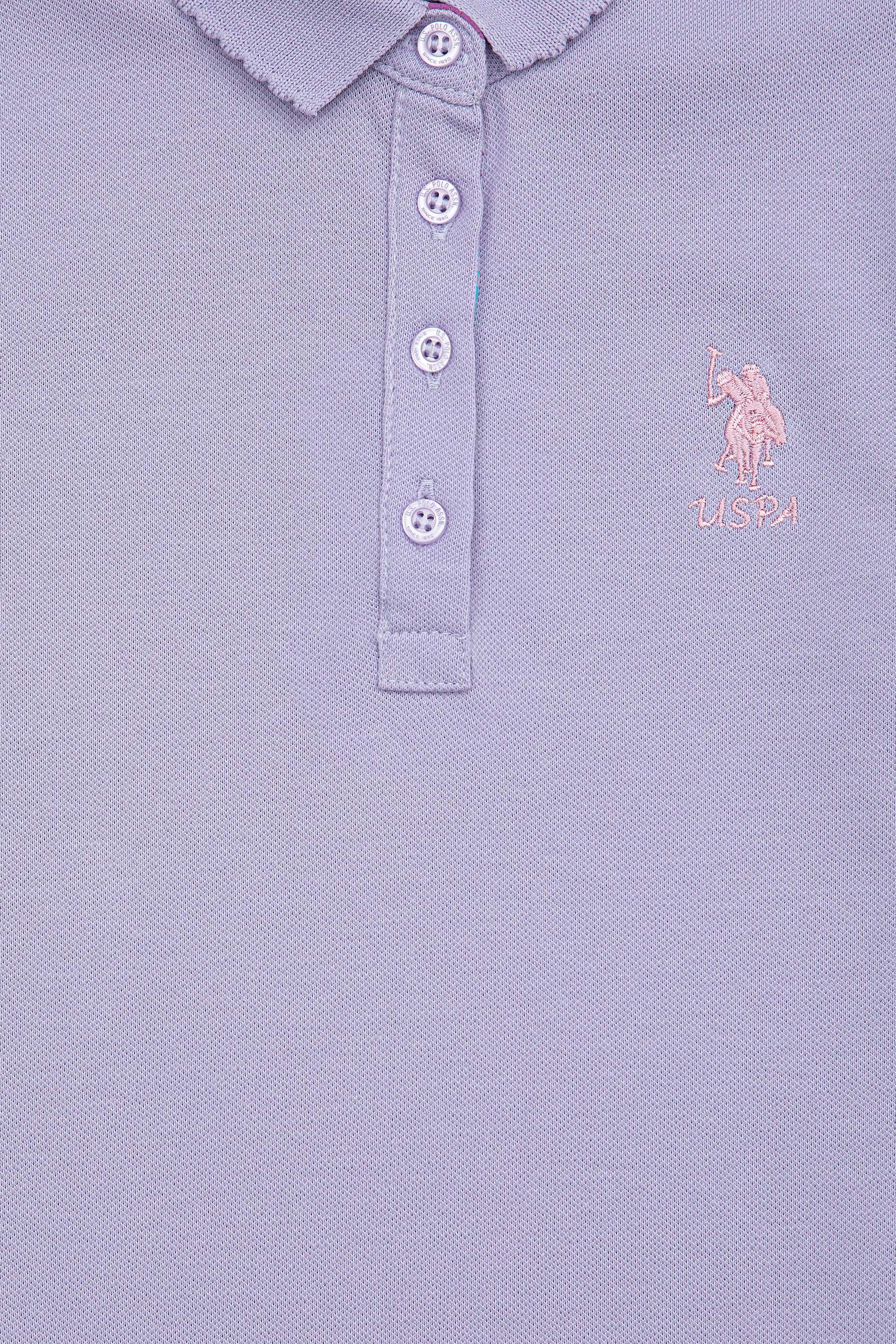 Kız Çocuk Lila Basic Polo Yaka Tişört - Image 3