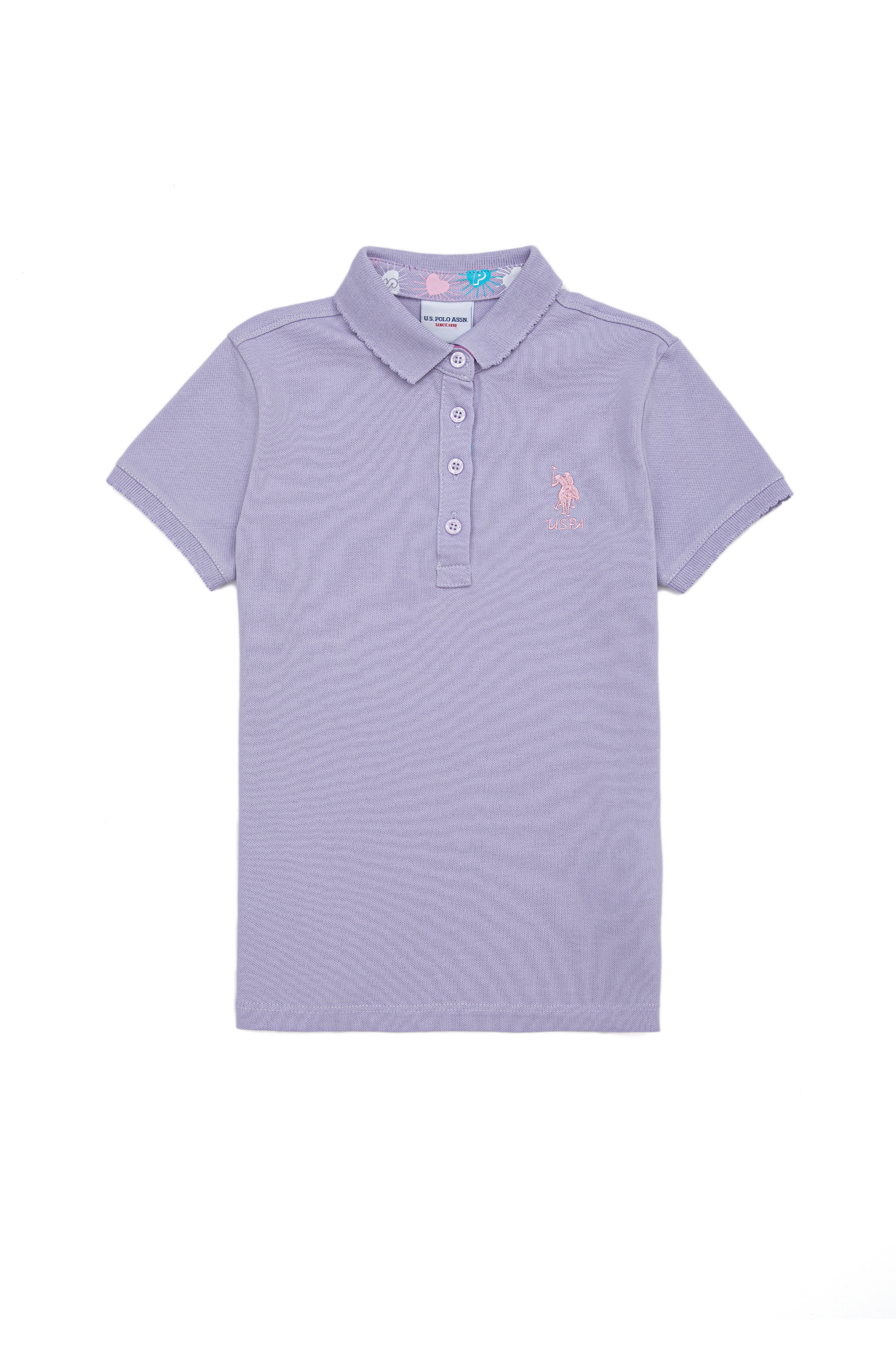 Kız Çocuk Lila Basic Polo Yaka Tişört - Image 1