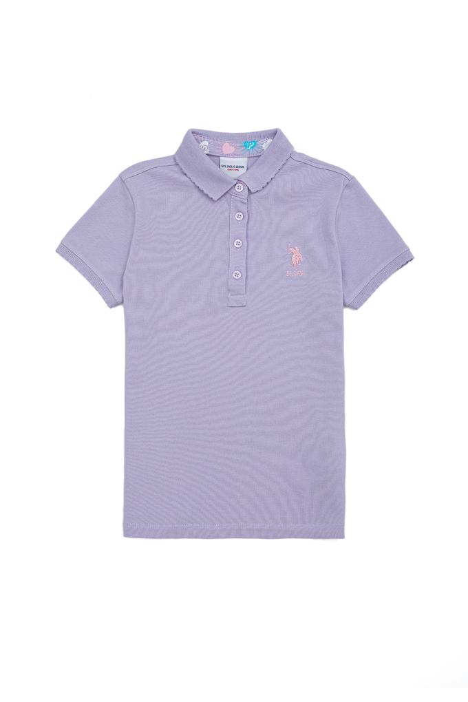 Kız Çocuk Lila Basic Polo Yaka Tişört