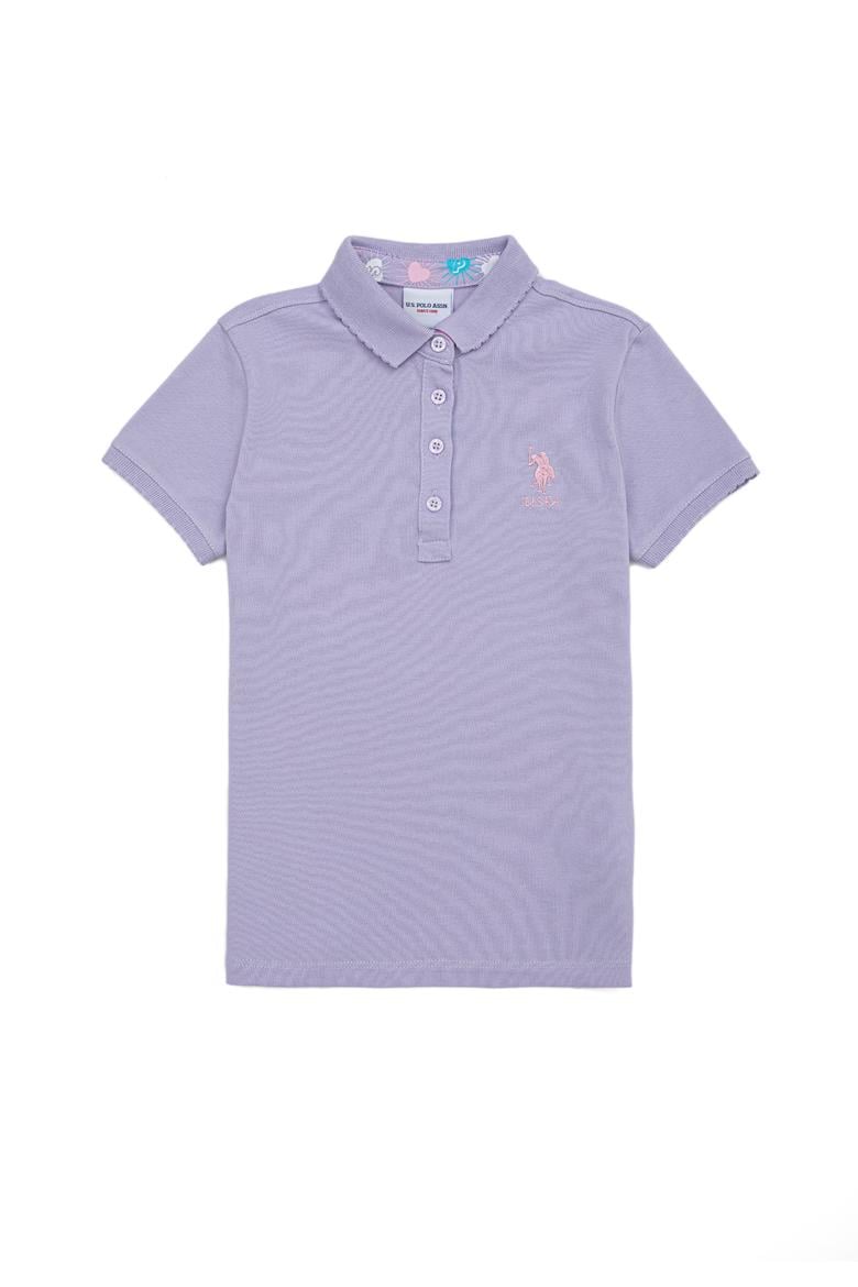 Kız Çocuk Lila Basic Polo Yaka Tişört