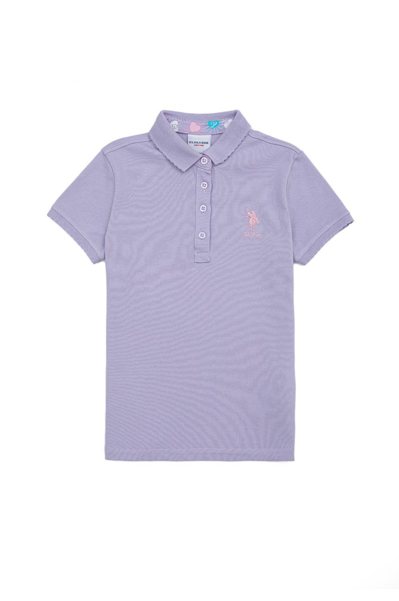 Kız Çocuk Lila Basic Polo Yaka Tişört