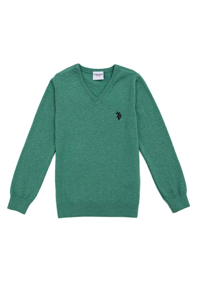 Kız Çocuk Mint V Yaka Kazak