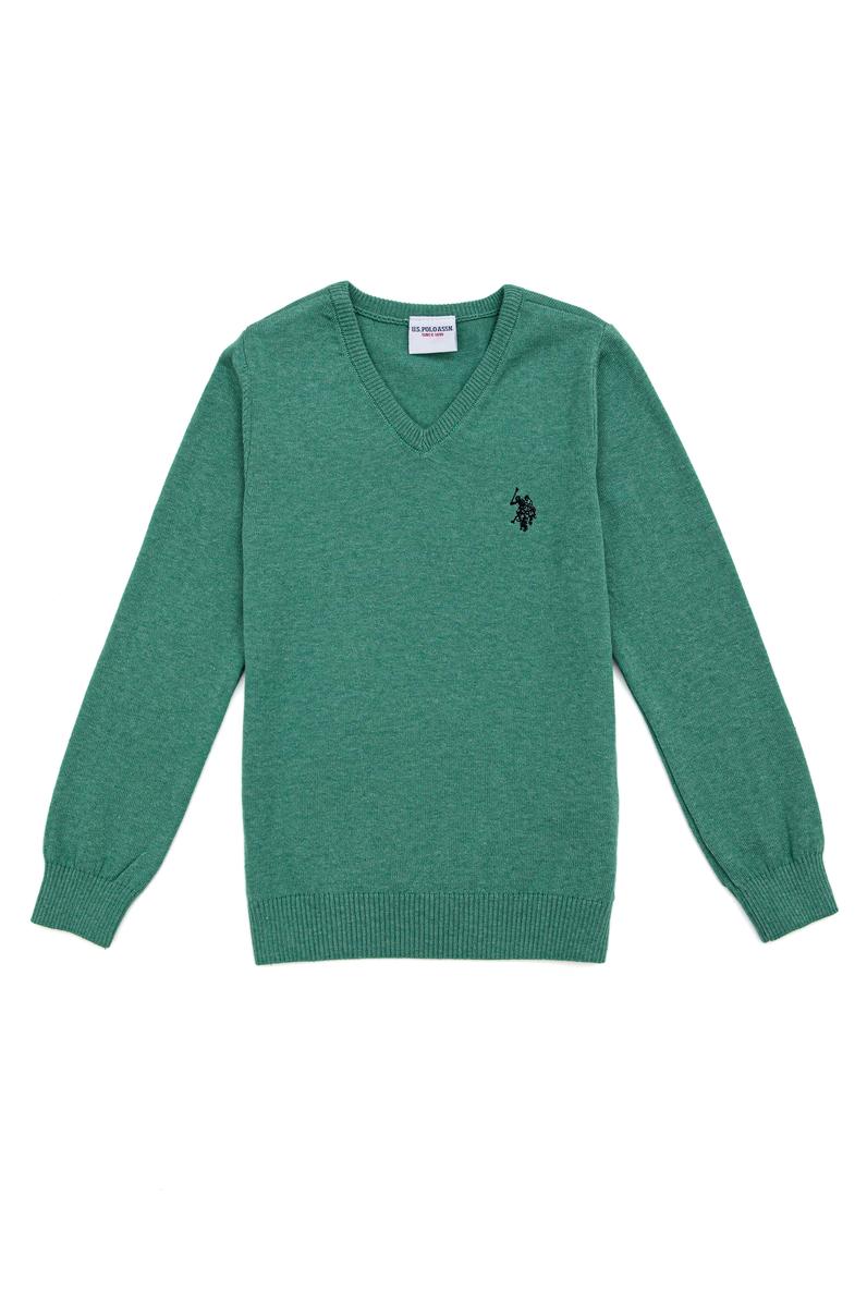 Kız Çocuk Mint V Yaka Kazak