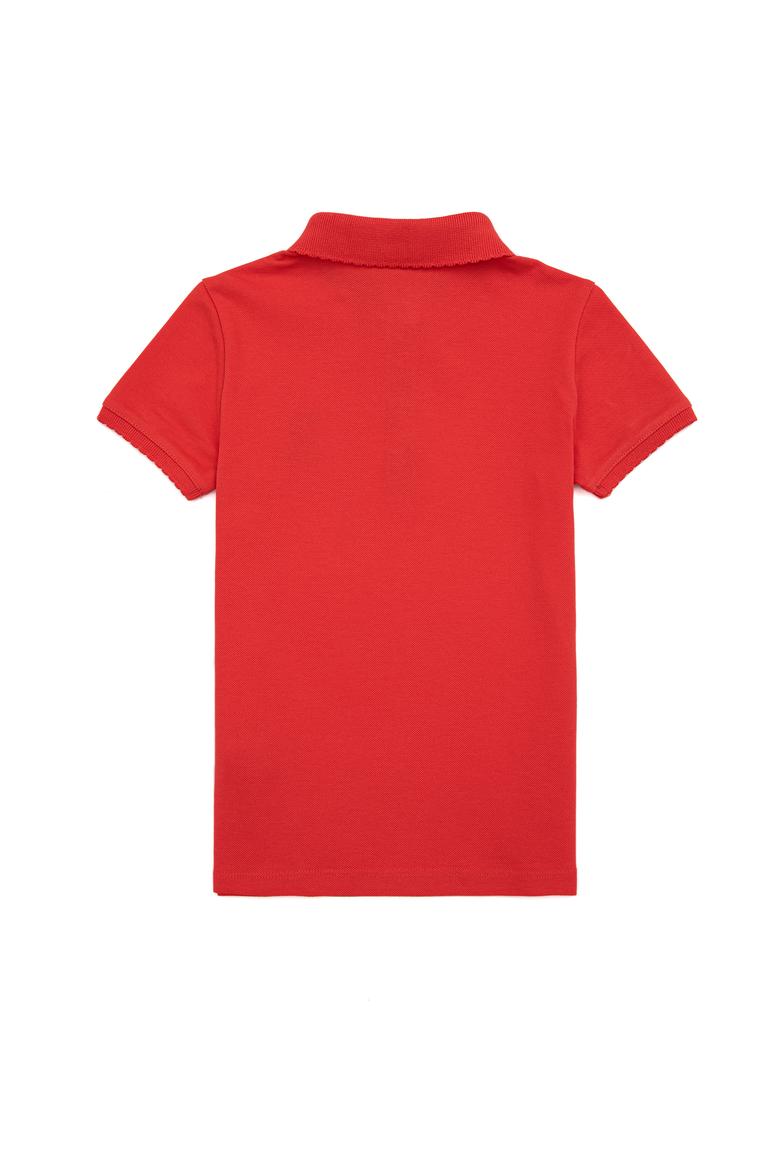 Kız Çocuk Kırmızı Basic Polo Yaka Tişört - 50246800162