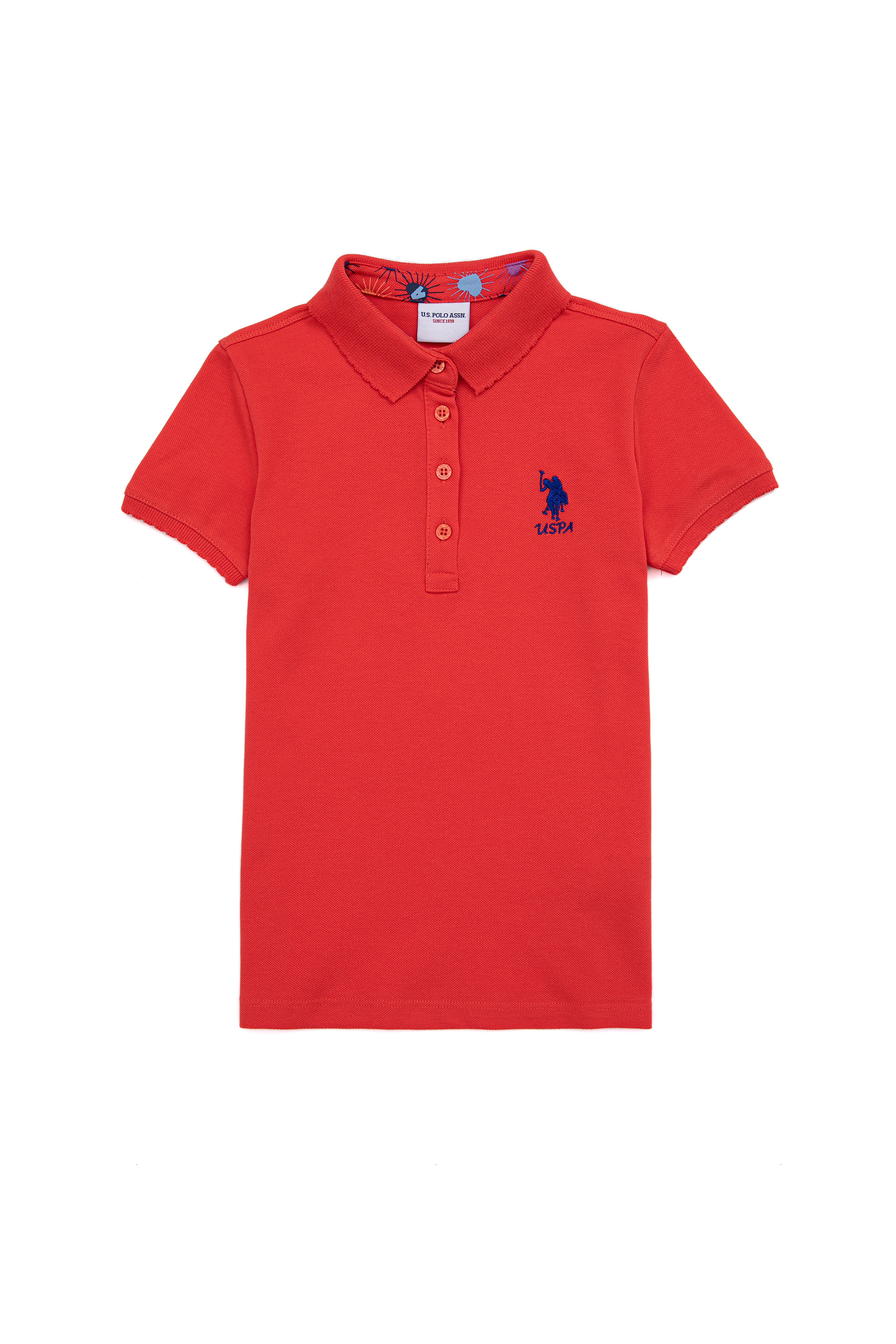 Kız Çocuk Kırmızı Basic Polo Yaka Tişört