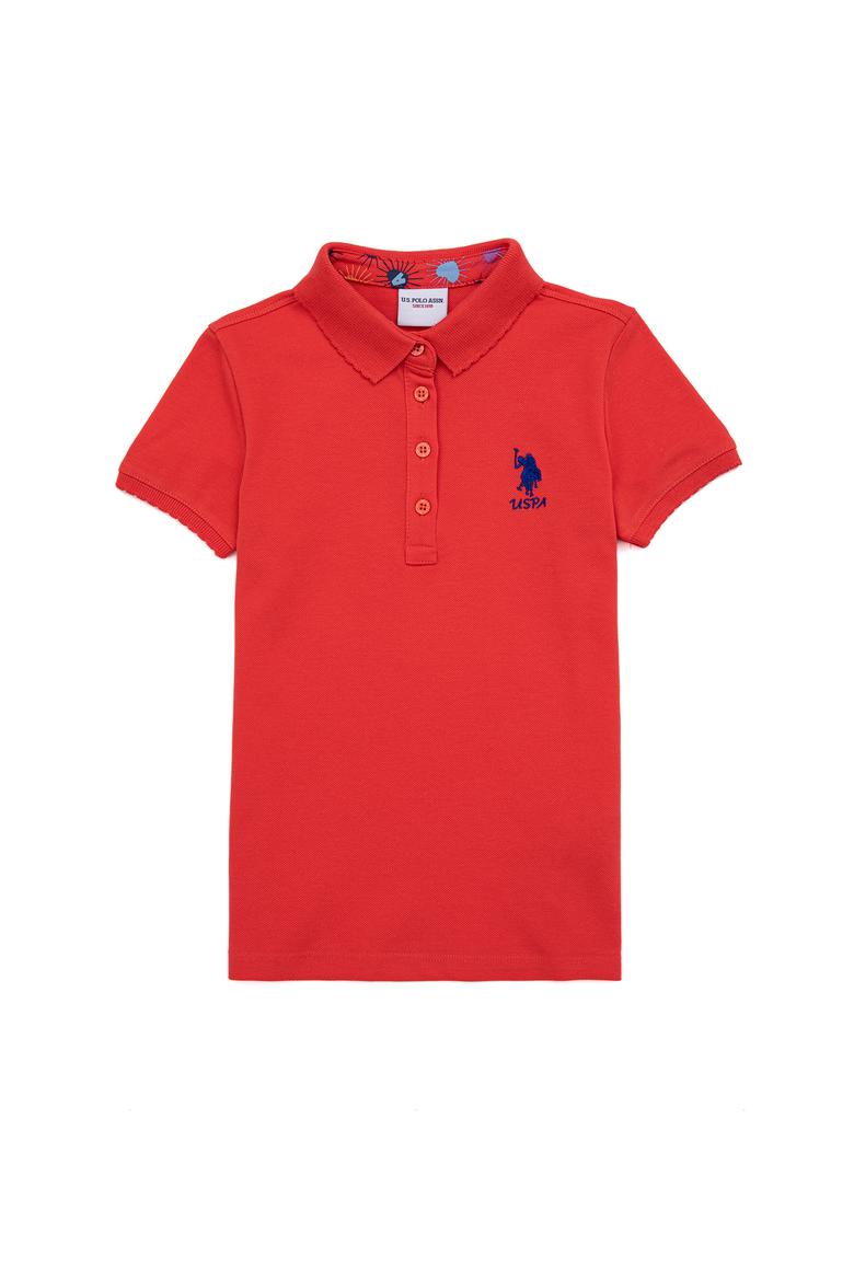 Kız Çocuk Kırmızı Basic Polo Yaka Tişört