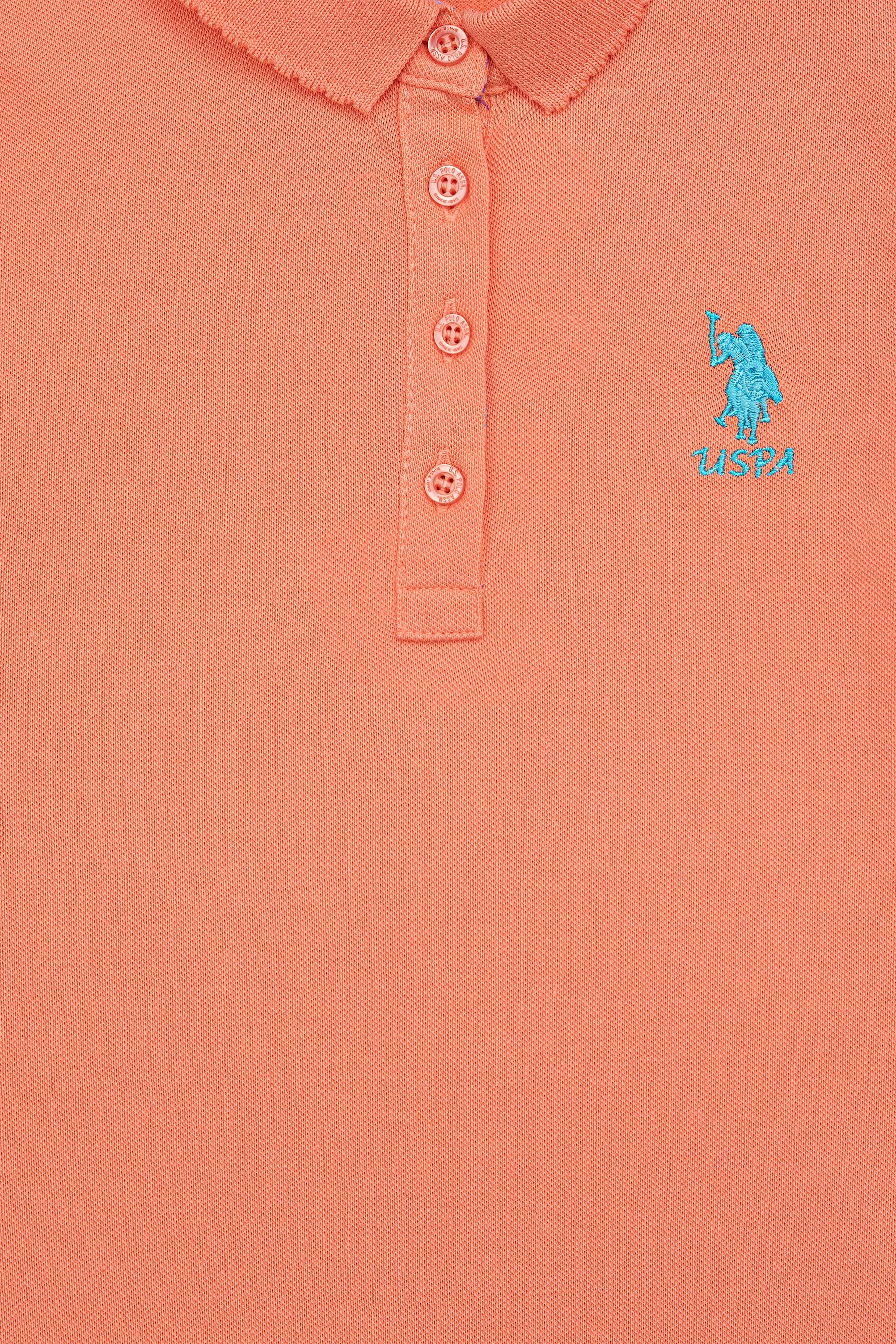 Kız Çocuk Somon Basic Polo Yaka Tişört - Image 3