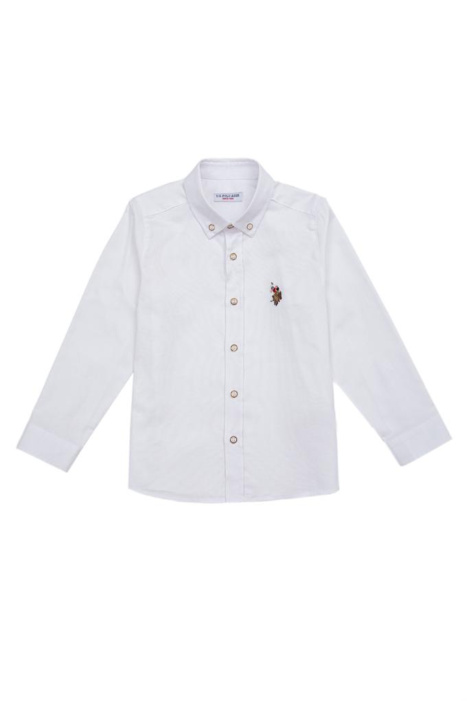 Erkek Çocuk Beyaz Uzun Kollu Basic Gömlek