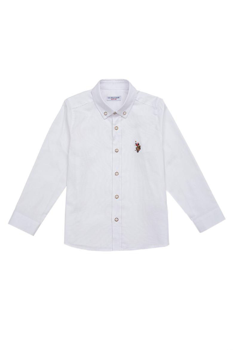 Erkek Çocuk Beyaz Uzun Kollu Basic Gömlek