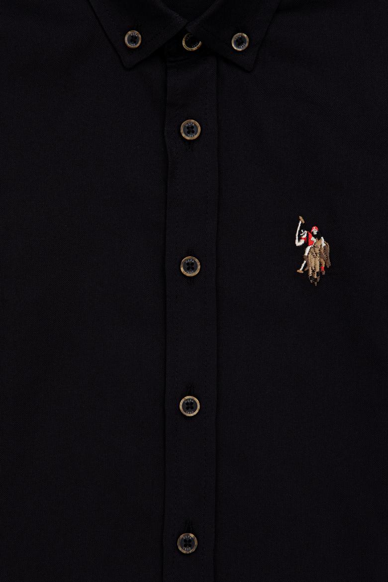 Erkek Çocuk Siyah Uzun Kollu Basic Gömlek - 50247649046