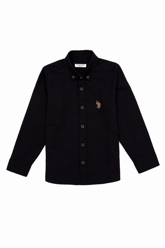 Erkek Çocuk Siyah Uzun Kollu Basic Gömlek