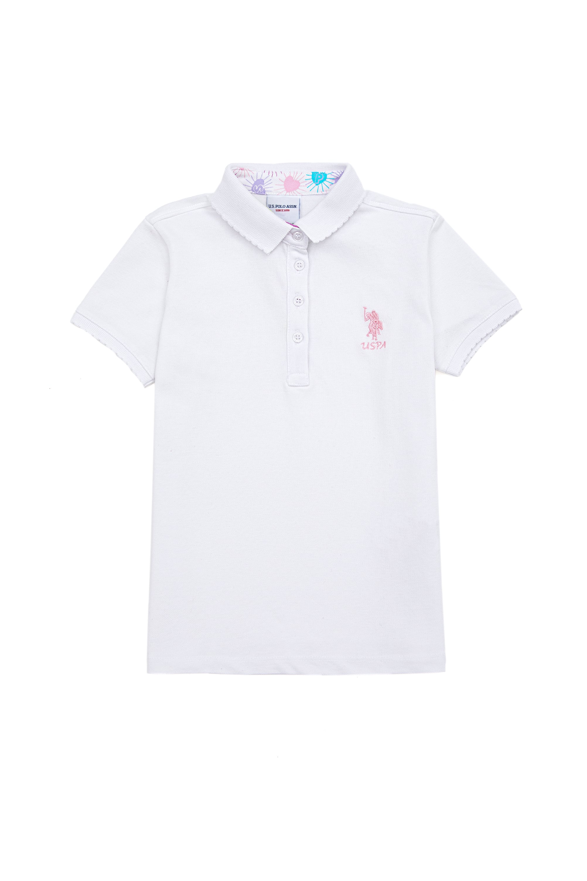 Kız Çocuk Beyaz Basic Polo Yaka Tişört