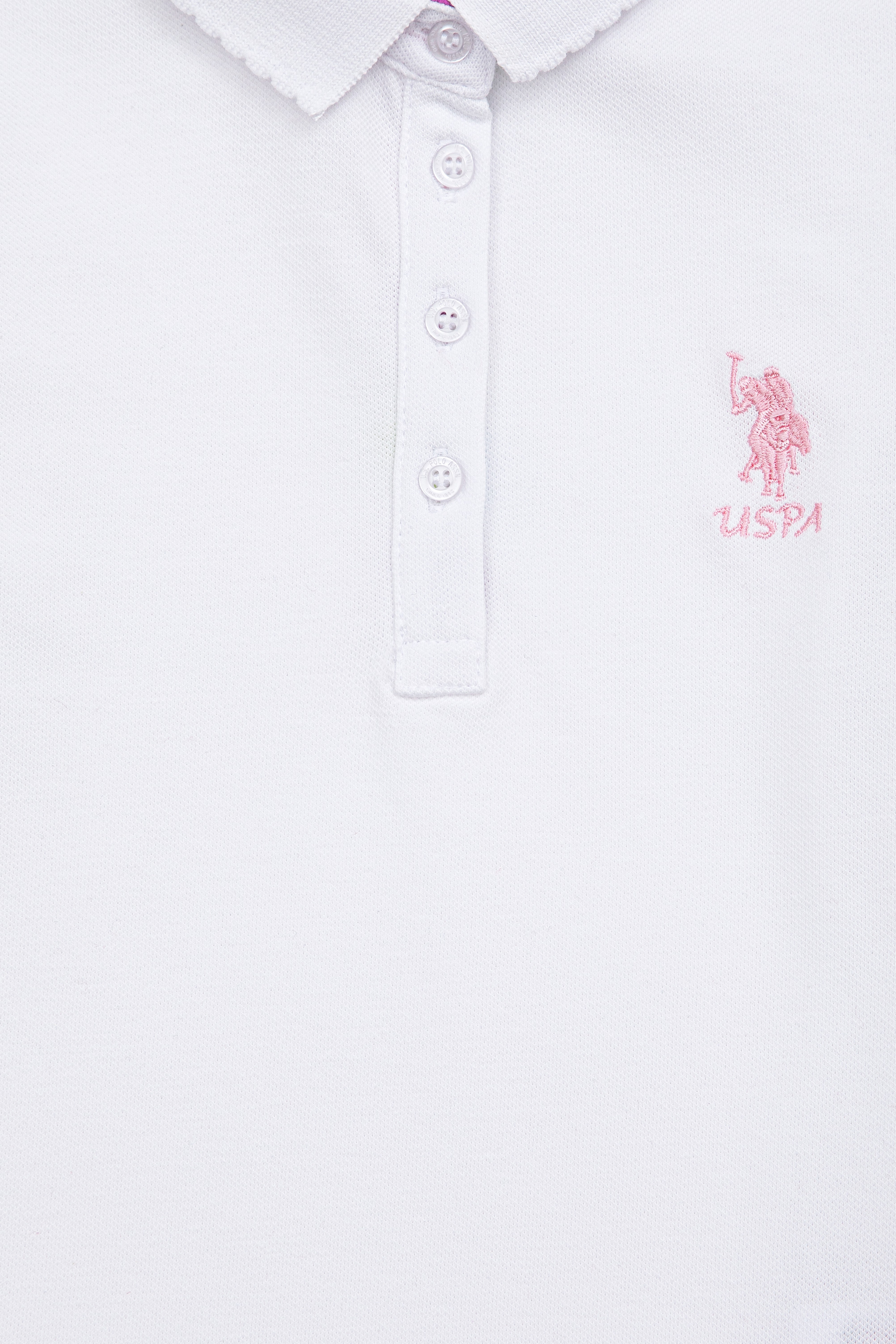 Kız Çocuk Beyaz Basic Polo Yaka Tişört