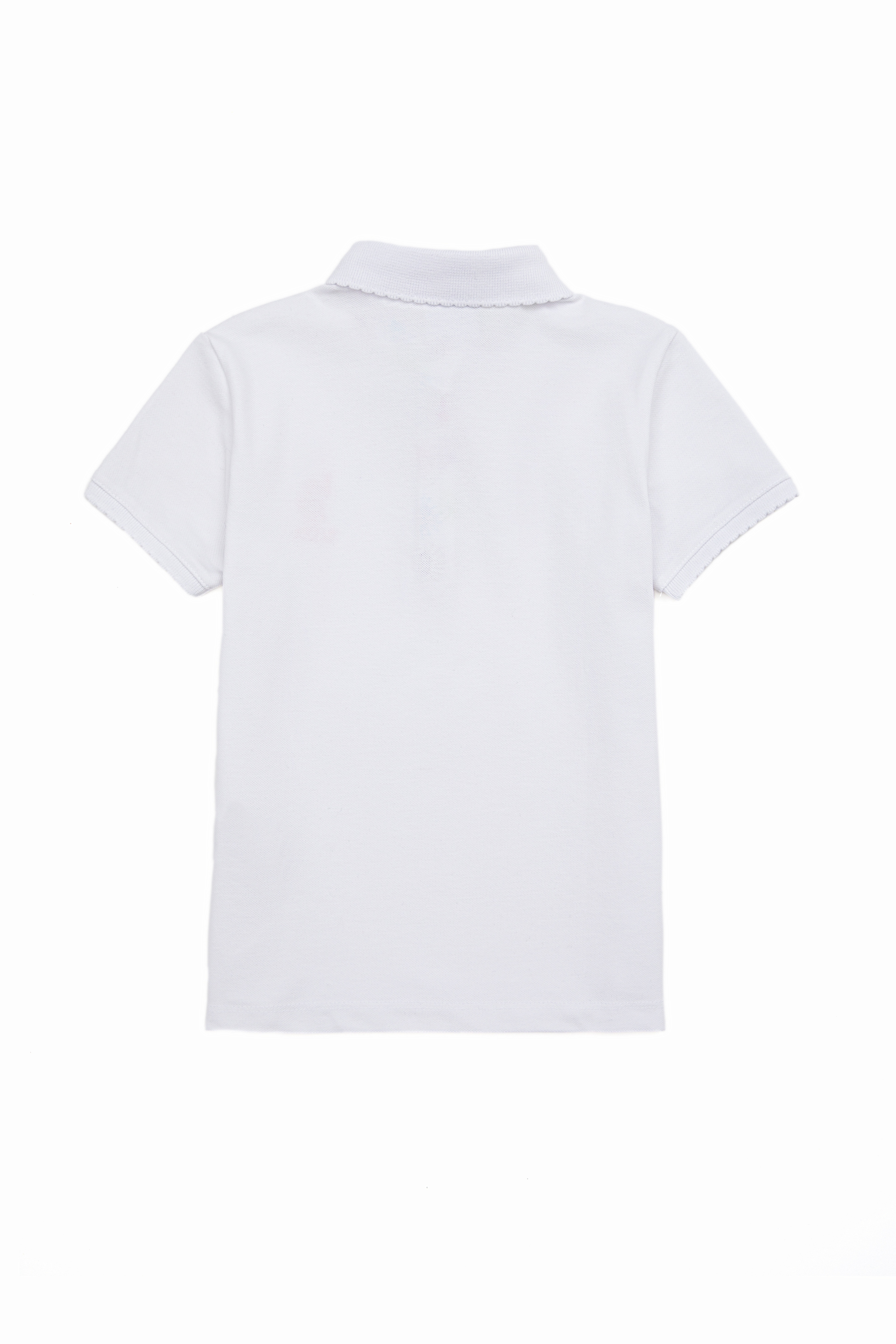 Kız Çocuk Beyaz Basic Polo Yaka Tişört - Image 2