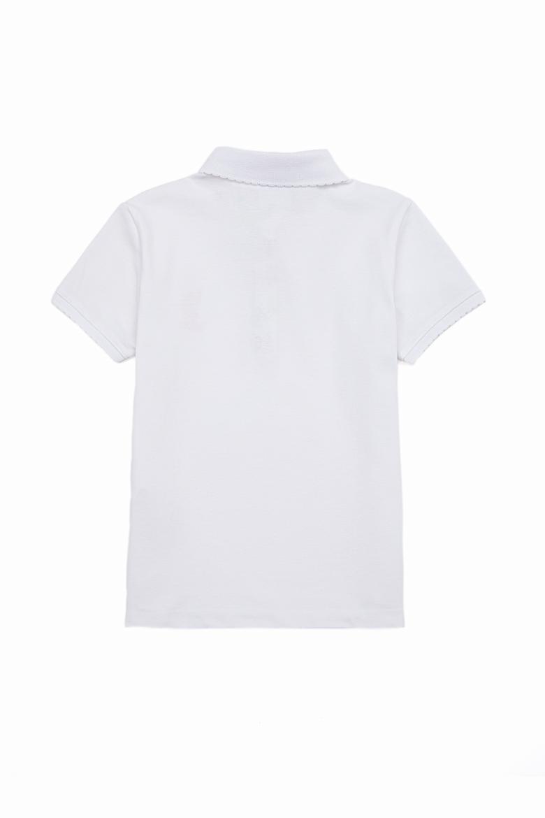 Kız Çocuk Beyaz Basic Polo Yaka Tişört - 50246800006