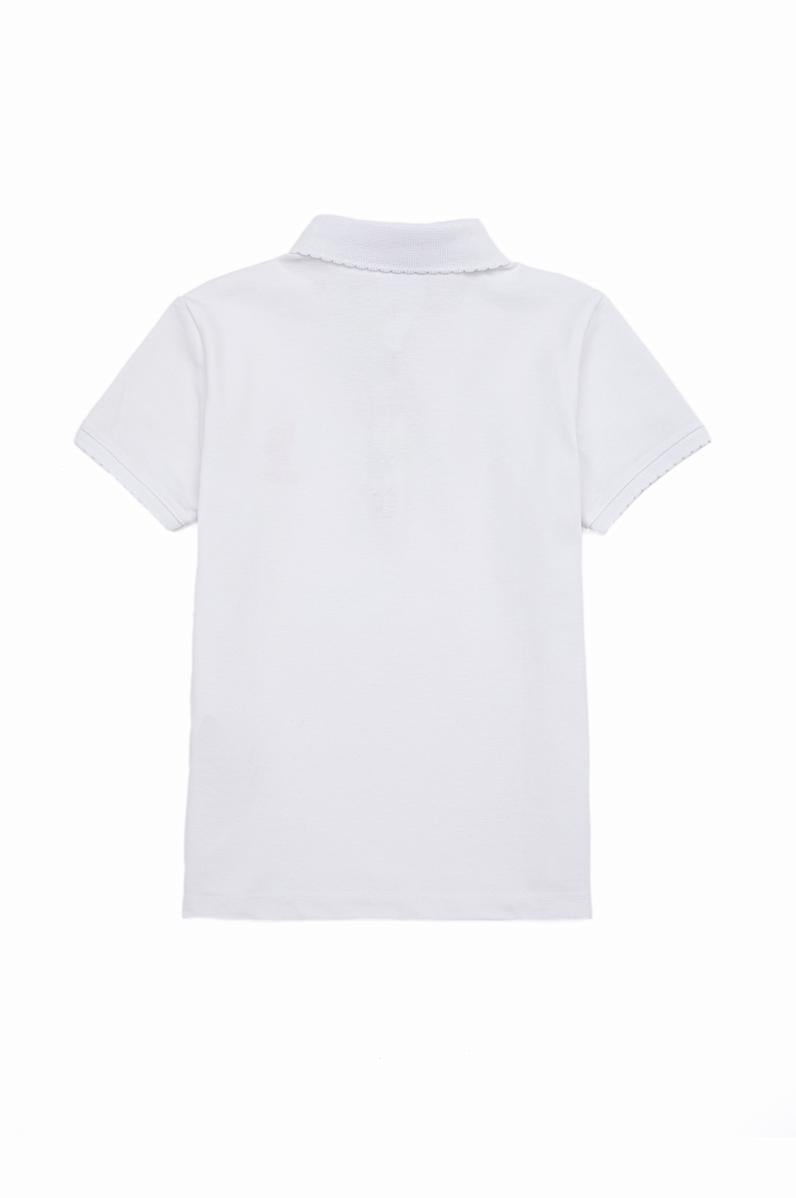 Kız Çocuk Beyaz Basic Polo Yaka Tişört