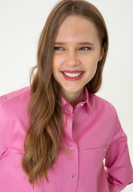 Kadın Pembe Uzun Kollu Gömlek - 50246461012