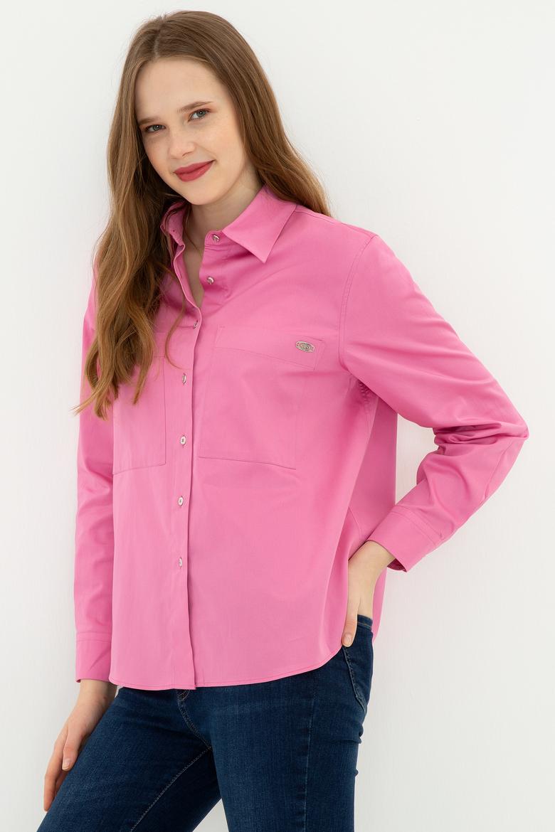 Kadın Pembe Uzun Kollu Gömlek