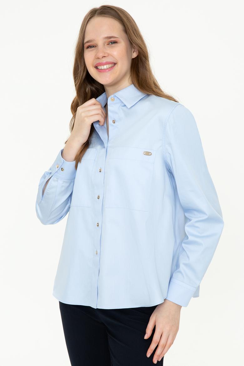 Kadın Açık Mavi Gömlek Uzunkol - 50246461022